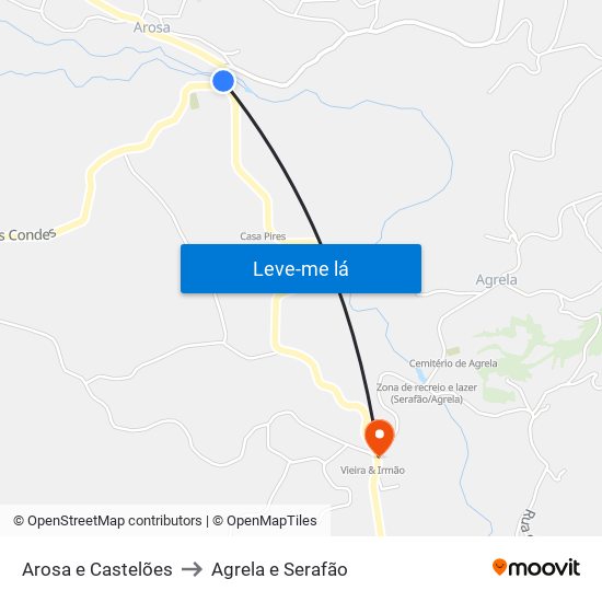 Arosa e Castelões to Agrela e Serafão map