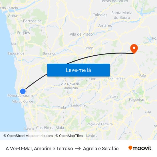 A Ver-O-Mar, Amorim e Terroso to Agrela e Serafão map