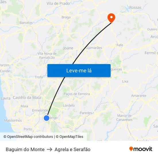 Baguim do Monte to Agrela e Serafão map