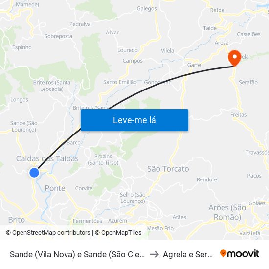 Sande (Vila Nova) e Sande (São Clemente) to Agrela e Serafão map