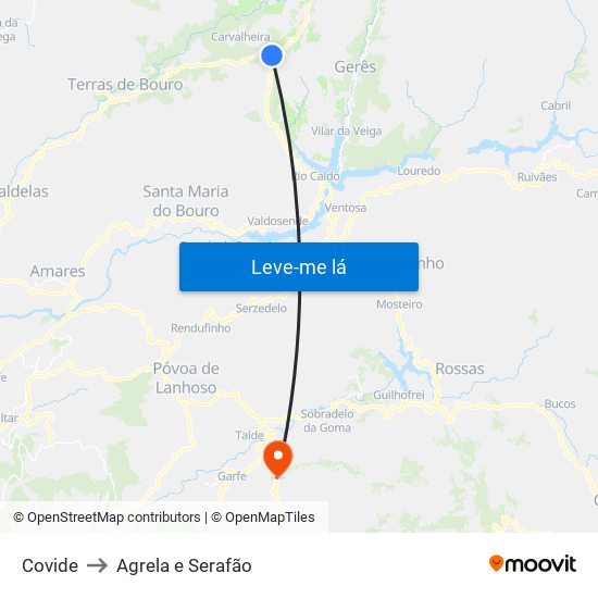 Covide to Agrela e Serafão map