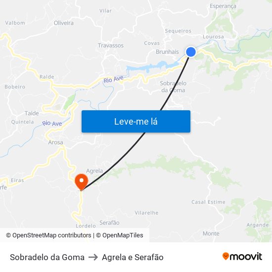 Sobradelo da Goma to Agrela e Serafão map