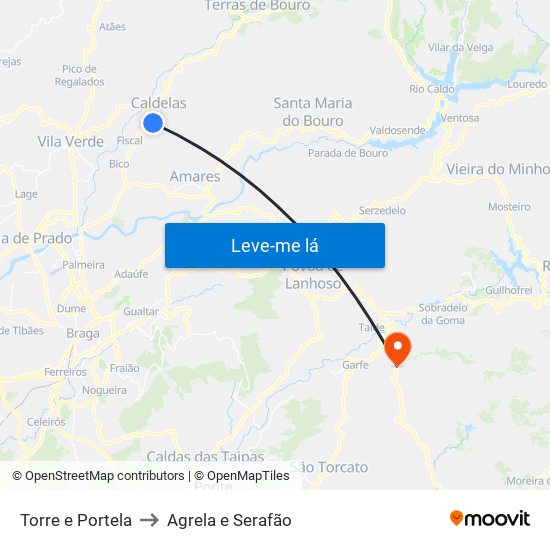Torre e Portela to Agrela e Serafão map