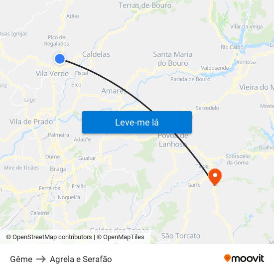 Gême to Agrela e Serafão map