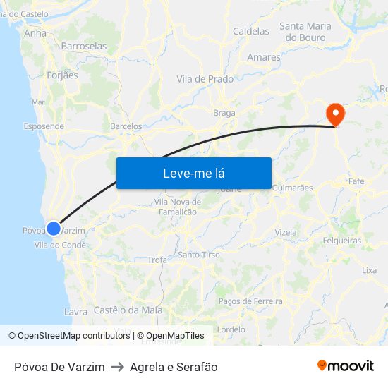 Póvoa De Varzim to Agrela e Serafão map