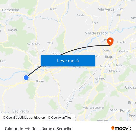 Gilmonde to Real, Dume e Semelhe map