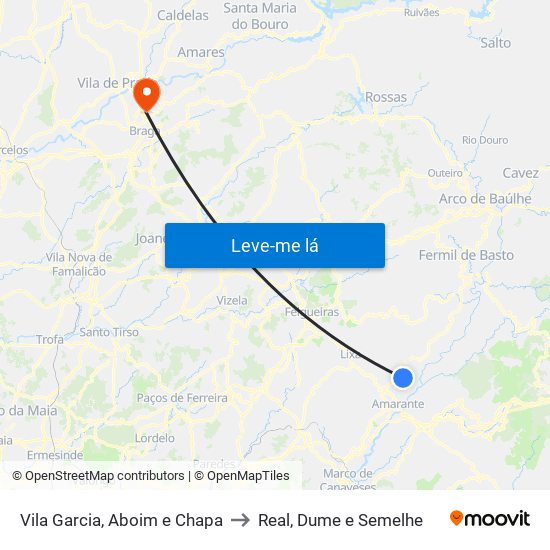 Vila Garcia, Aboim e Chapa to Real, Dume e Semelhe map