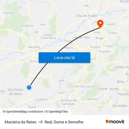 Macieira de Rates to Real, Dume e Semelhe map