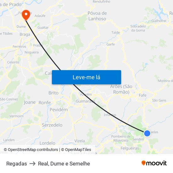 Regadas to Real, Dume e Semelhe map