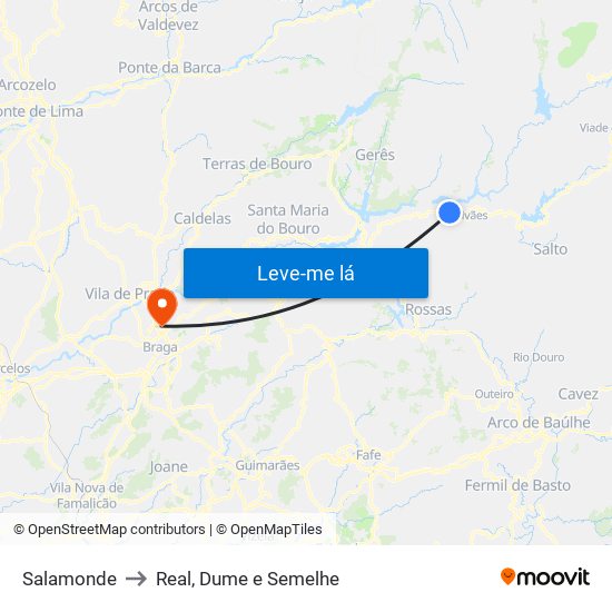 Salamonde to Real, Dume e Semelhe map