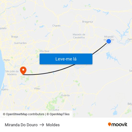 Miranda Do Douro to Moldes map