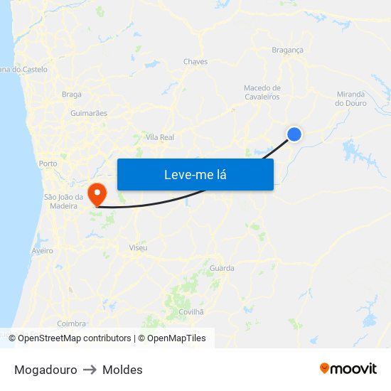 Mogadouro to Moldes map