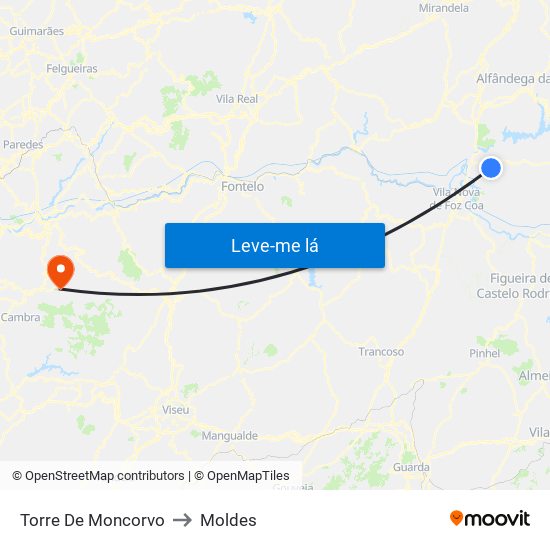 Torre De Moncorvo to Moldes map