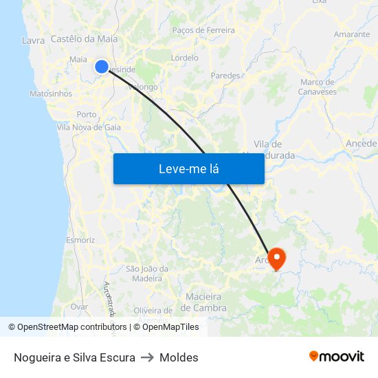 Nogueira e Silva Escura to Moldes map