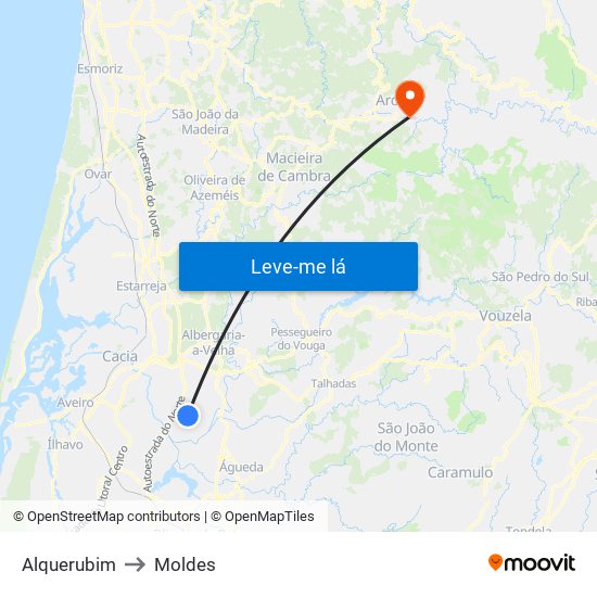 Alquerubim to Moldes map