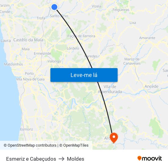 Esmeriz e Cabeçudos to Moldes map