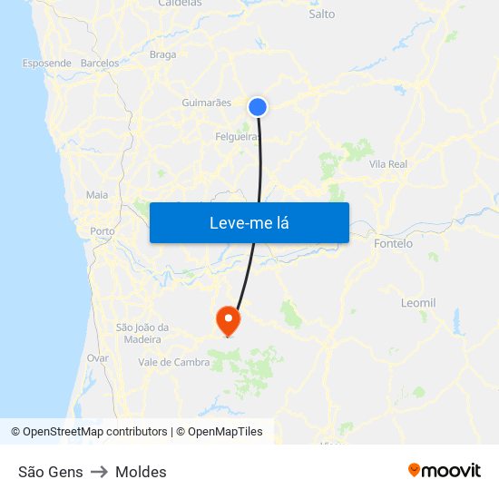 São Gens to Moldes map