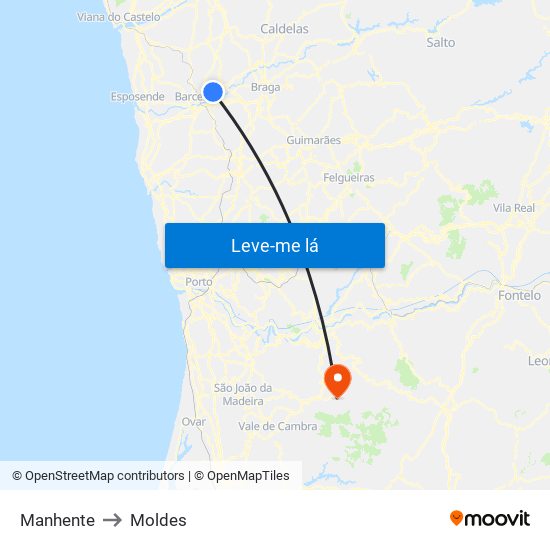 Manhente to Moldes map