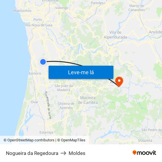 Nogueira da Regedoura to Moldes map