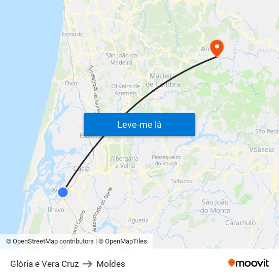Glória e Vera Cruz to Moldes map