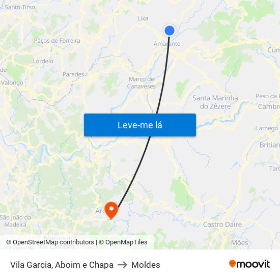 Vila Garcia, Aboim e Chapa to Moldes map