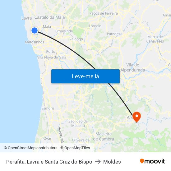 Perafita, Lavra e Santa Cruz do Bispo to Moldes map