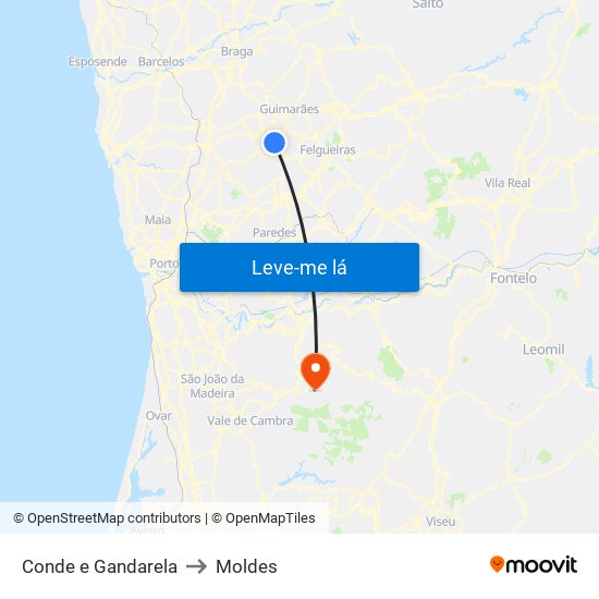 Conde e Gandarela to Moldes map