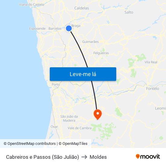 Cabreiros e Passos (São Julião) to Moldes map