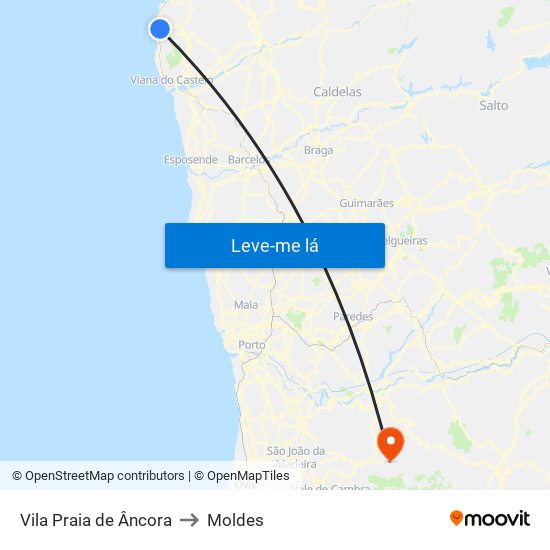 Vila Praia de Âncora to Moldes map