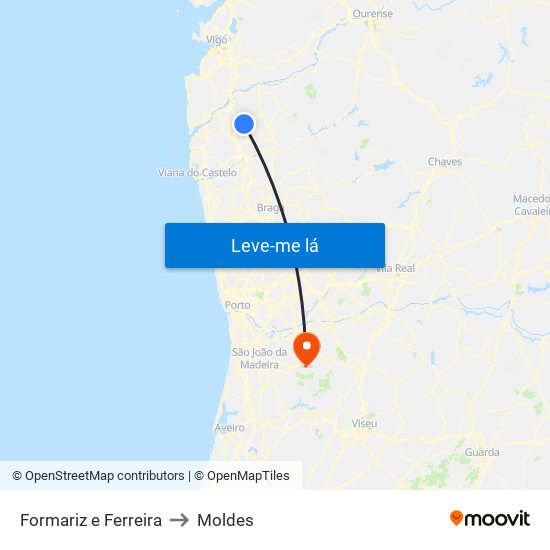 Formariz e Ferreira to Moldes map