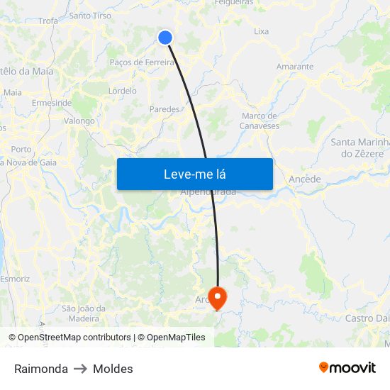 Raimonda to Moldes map