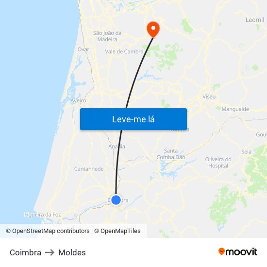 Coimbra to Moldes map