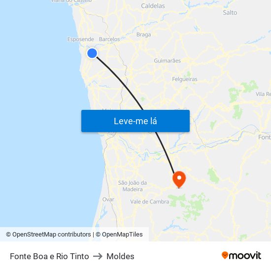 Fonte Boa e Rio Tinto to Moldes map