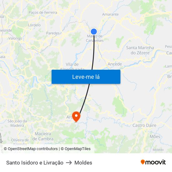 Santo Isidoro e Livração to Moldes map