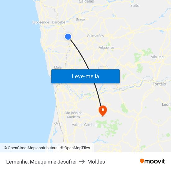 Lemenhe, Mouquim e Jesufrei to Moldes map