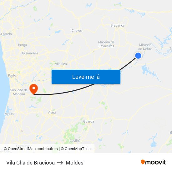 Vila Chã de Braciosa to Moldes map