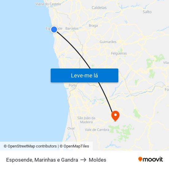 Esposende, Marinhas e Gandra to Moldes map