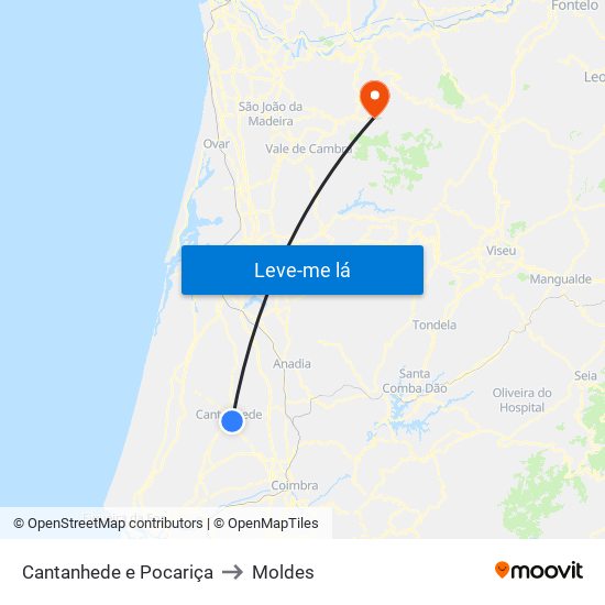 Cantanhede e Pocariça to Moldes map