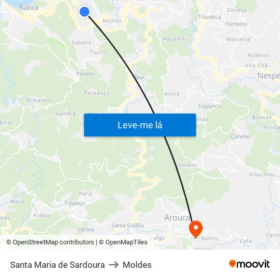 Santa Maria de Sardoura to Moldes map