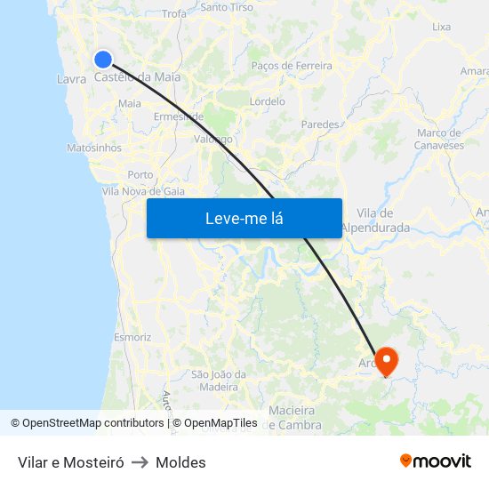 Vilar e Mosteiró to Moldes map