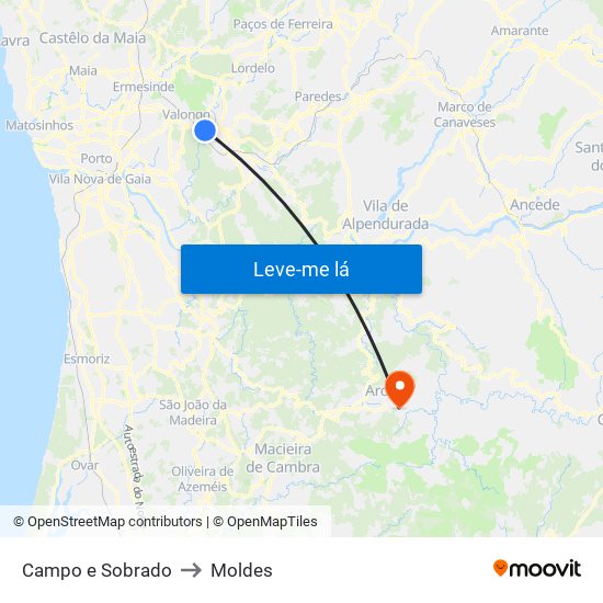 Campo e Sobrado to Moldes map