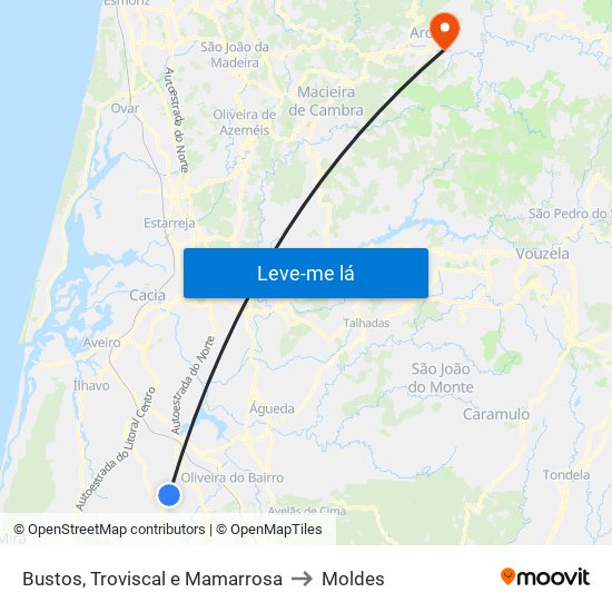 Bustos, Troviscal e Mamarrosa to Moldes map