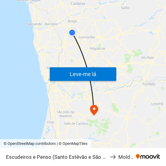 Escudeiros e Penso (Santo Estêvão e São Vicente) to Moldes map