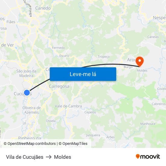 Vila de Cucujães to Moldes map