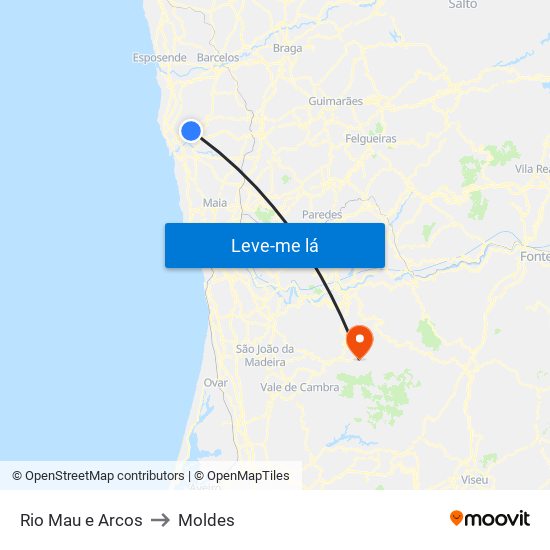 Rio Mau e Arcos to Moldes map
