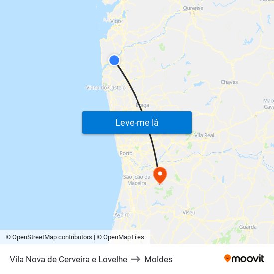 Vila Nova de Cerveira e Lovelhe to Moldes map