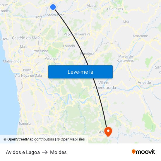Avidos e Lagoa to Moldes map