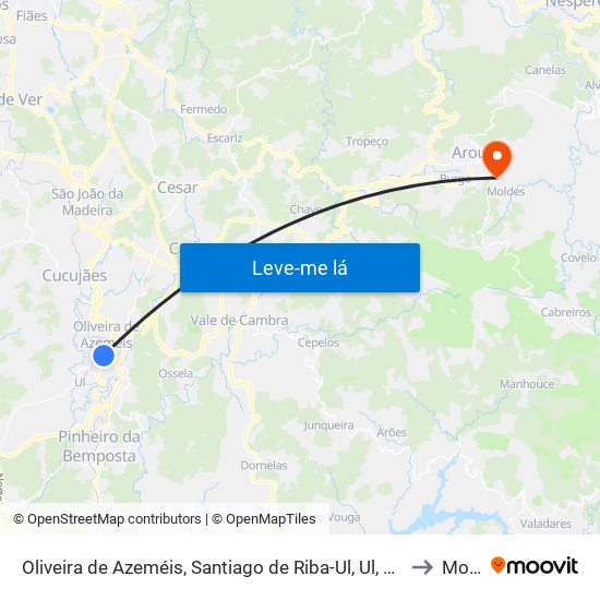 Oliveira de Azeméis, Santiago de Riba-Ul, Ul, Macinhata da Seixa e Madail to Moldes map