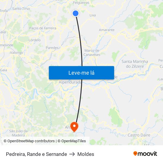 Pedreira, Rande e Sernande to Moldes map