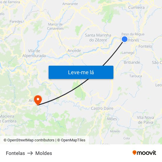 Fontelas to Moldes map